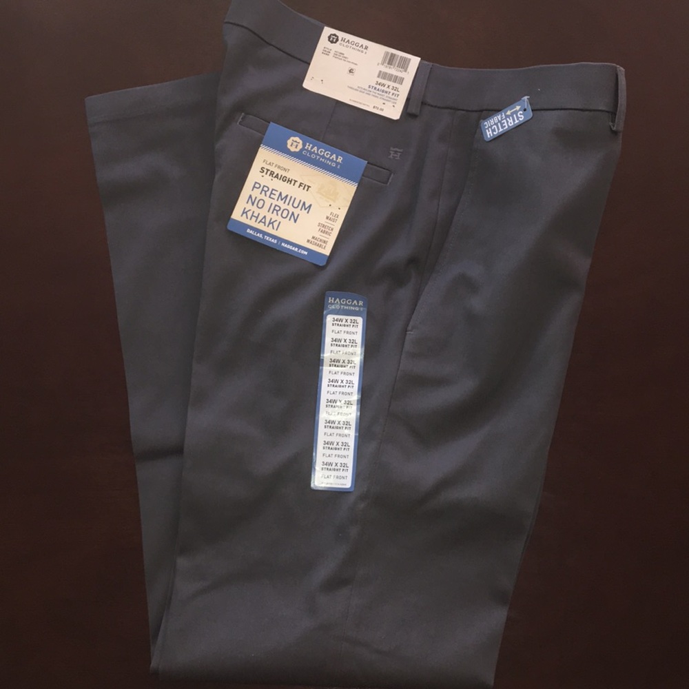 NWT Haggar Flat Front Straight Fit No Iron Khaki